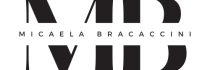 Logo Micaela Bracaccini, blanc avec des lettres noir.